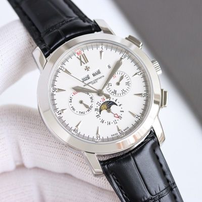 TW Factory Vacheron Constantin Patrimony Italian Cowhide Leather Strap Silver Case Business Watch